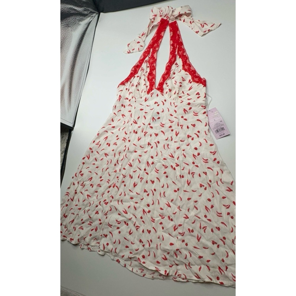 NEW women's size small Wild Fable off white with red chili peppers rayon dress.